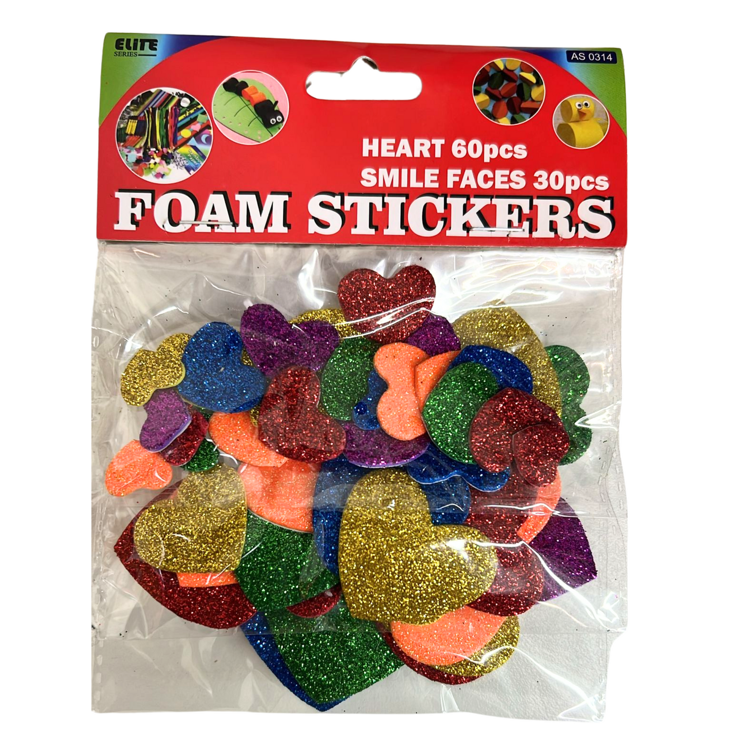 99¢-60 Pcs Glitter Foam Heart Stickers – Multicolor, 3 Sizes – Self-Adhesive for Crafts, Cards, Scrapbooks & DIY Projects