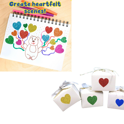 99¢-60 Pcs Glitter Foam Heart Stickers – Multicolor, 3 Sizes – Self-Adhesive for Crafts, Cards, Scrapbooks & DIY Projects