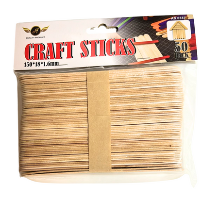 99¢-Incraftables 6" Natural Color Popsicle Craft Sticks – 50 pcs