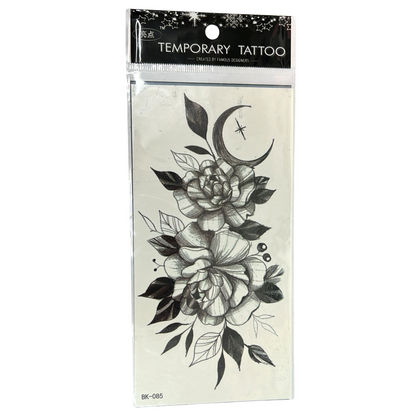 99¢- Temporary Tattoos for Women – Black Flower Rose Tattoo Stickers – Long-Lasting Semi-Permanent Body Art: 1CT