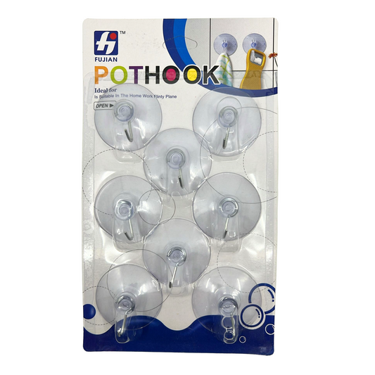 99¢- Pothook Suction Cup Pothook Punch 2" – 8CT, Removable Suction Hooks for Easy Hanging