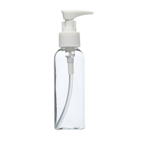 99¢- Travel Pump Bottle with Lock – 2oz / 60ml Clear Plastic Refillable Lotion Dispenser for Toiletries and Liquids