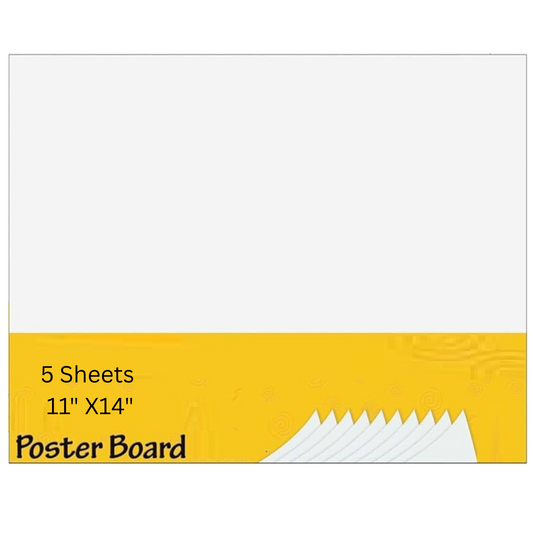 99¢-5 Sheets White Poster Board 11 x 14 Inches for Display, Art & School Projects