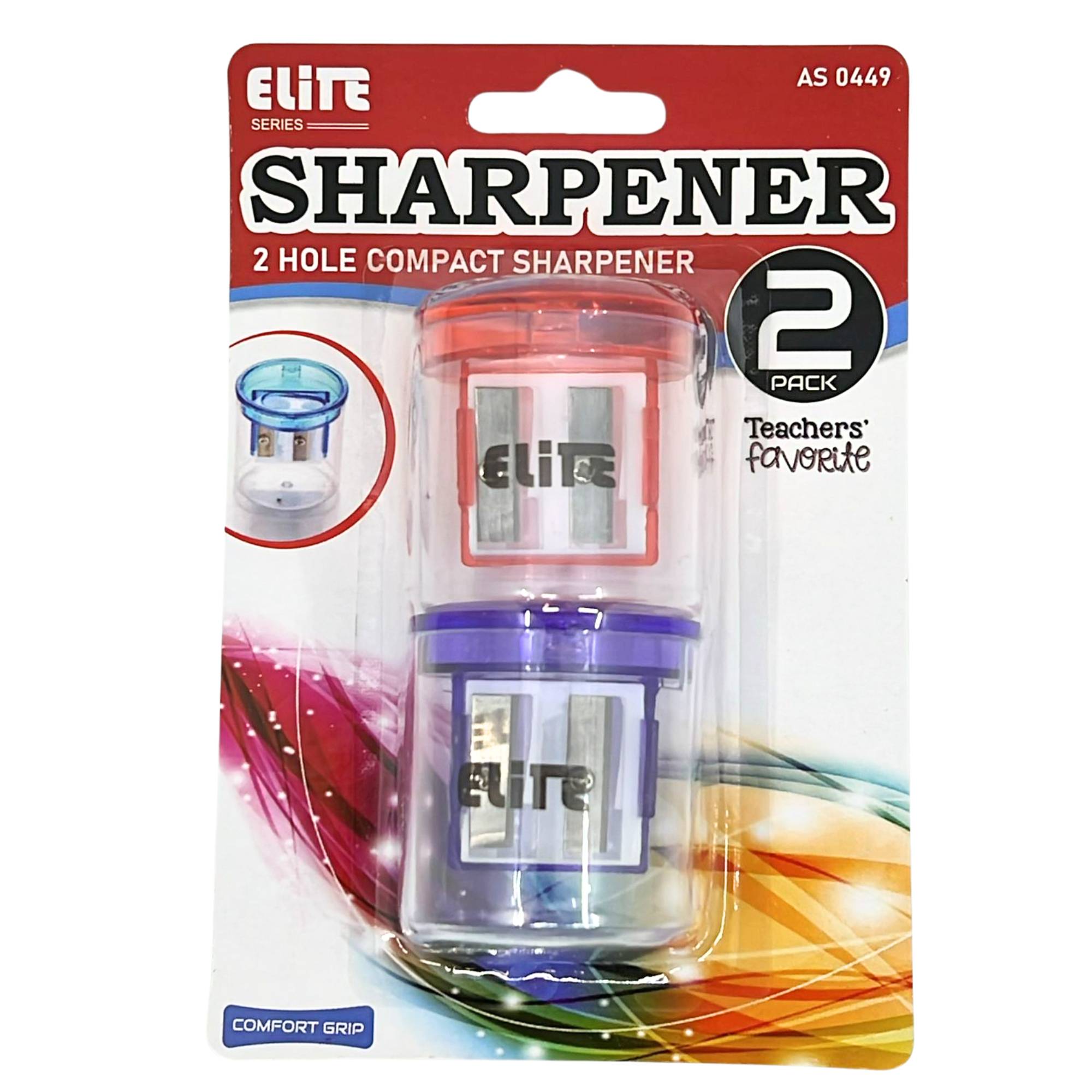 2 Hole Compact Dual Size Pencil Sharpeners:2 Pack main product image