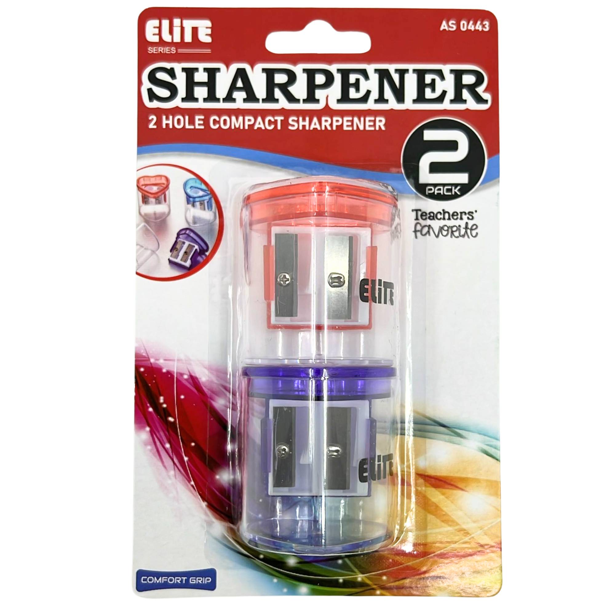 2 Hole Compact Dual Size Pencil Sharpeners: 2 Pack main product image