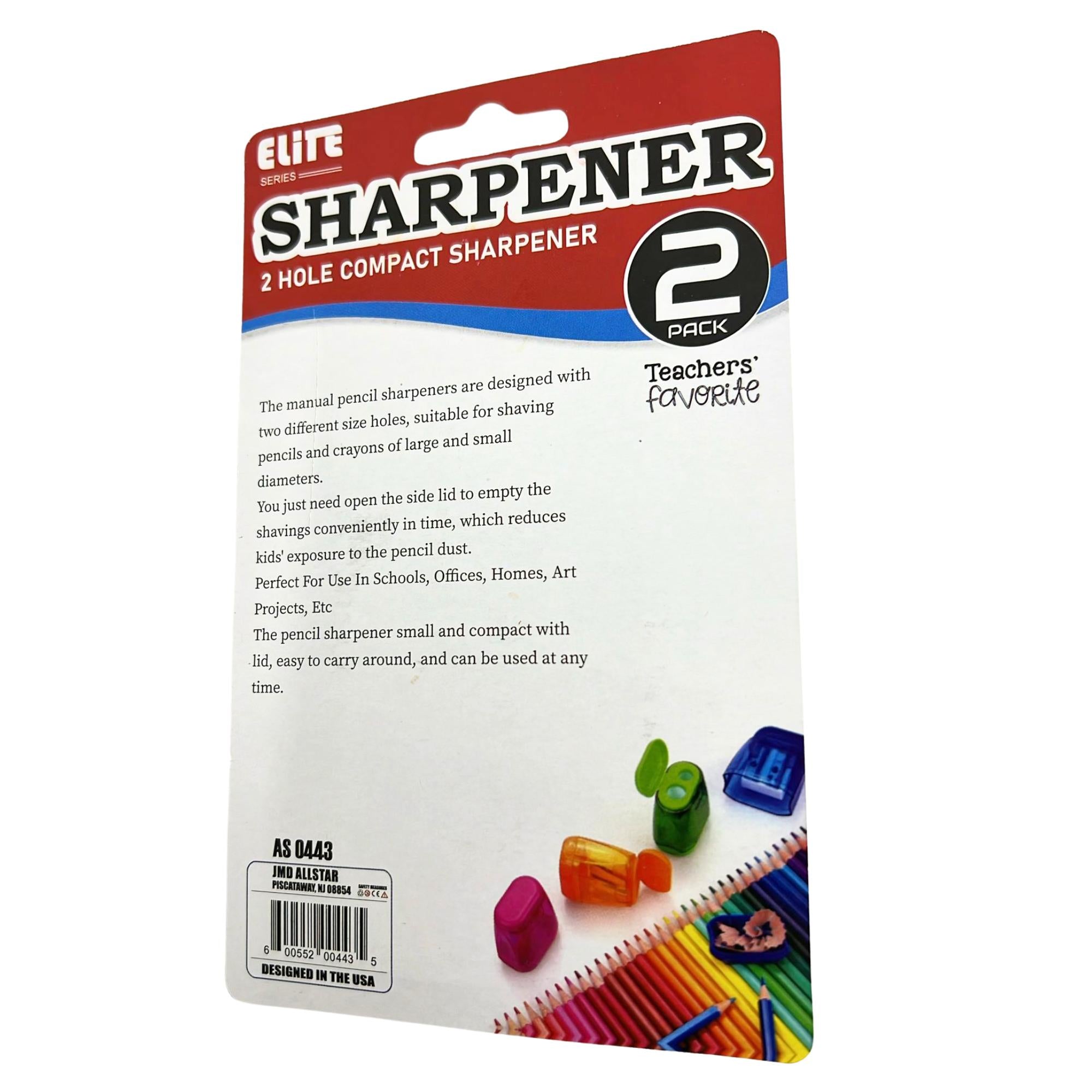 2 Hole Compact Dual Size Pencil Sharpeners: 2 Pack size and feature image