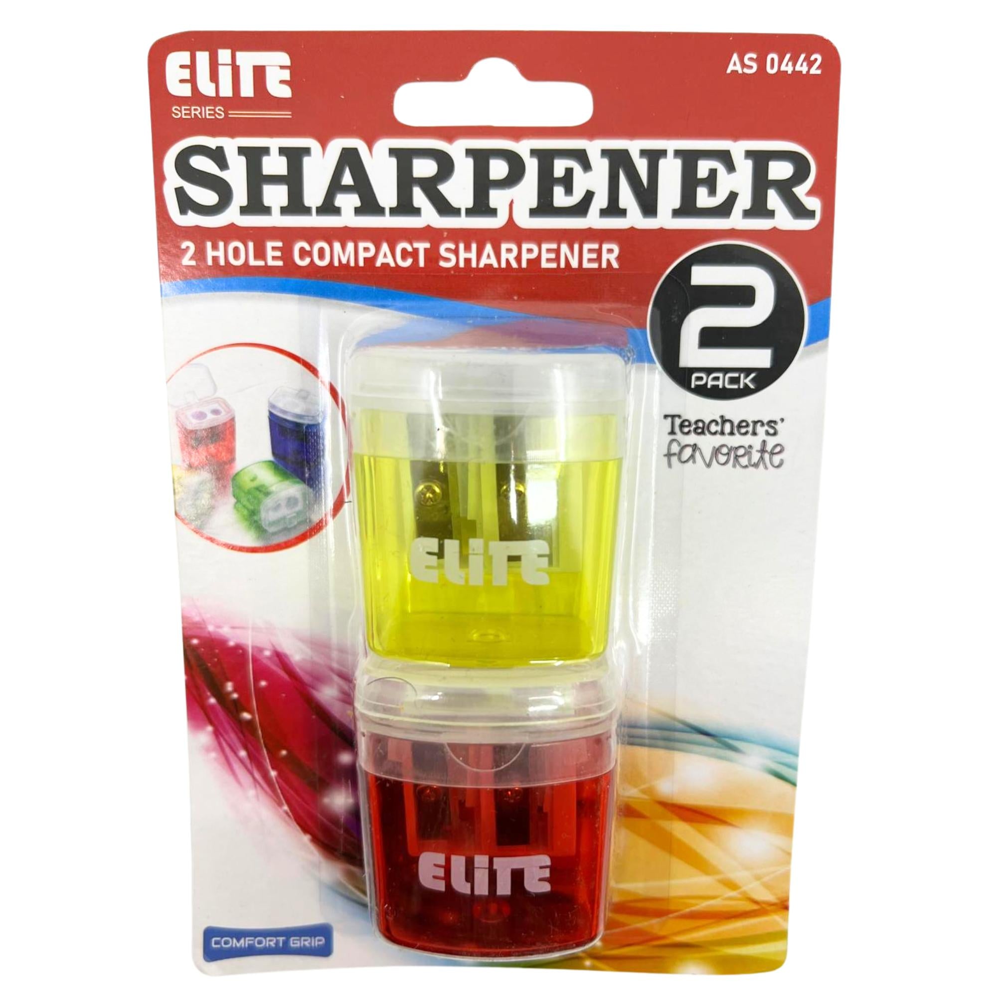 2 Hole Compact Dual Size Pencil Sharpeners: 2 Pack main product image