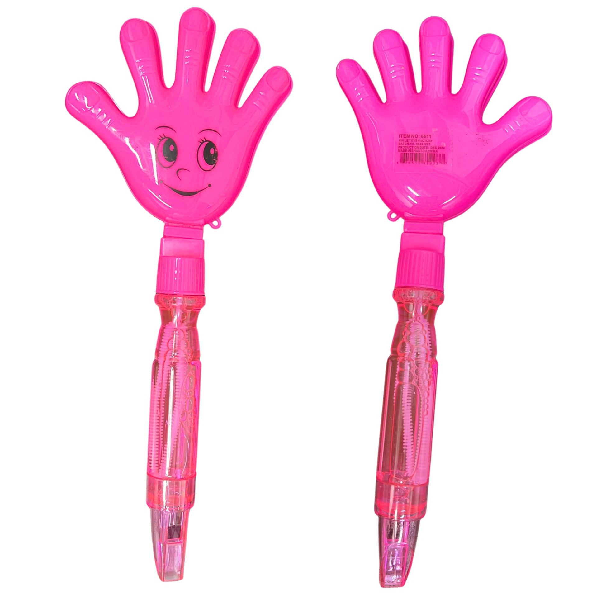 10" Bubble Emoji Hand Stick Wind with Whistle at Bottom 