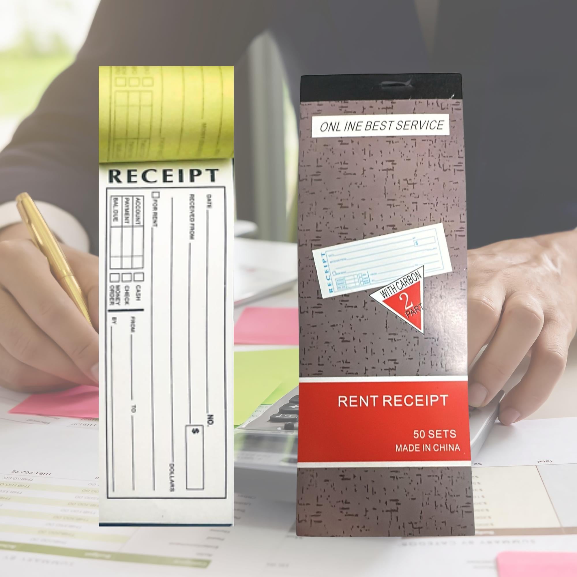 2 Part Carbonless with Log Sheet Rent Receipt Book: 50 Pack Business Forms & Receipts office supply main product image