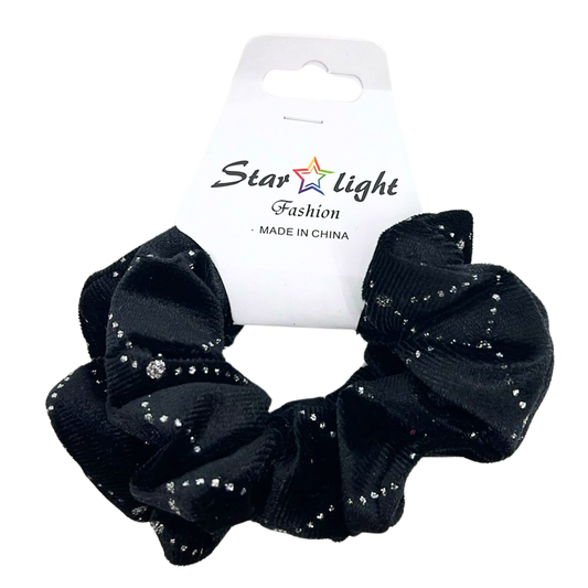 99¢- Elegant Black Velvet Scrunchies – Soft Elastic Hair Bands for Women & Girls:2CT