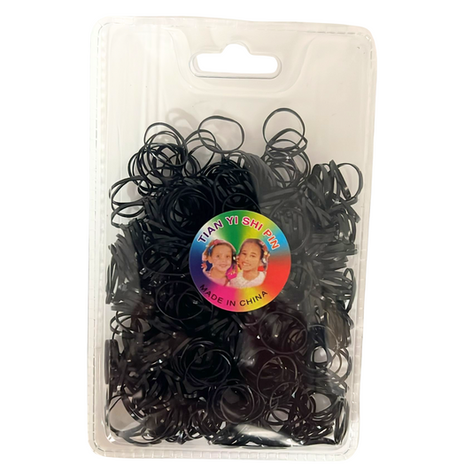 99¢-Black Hair Rubber Bands – Small Ponytail Holders for Girls, Dogs & Dolls