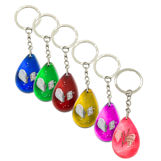 99¢-3.75" Tear Drop Shape Seashell Inside Keychain – Glowing at Night:1CT