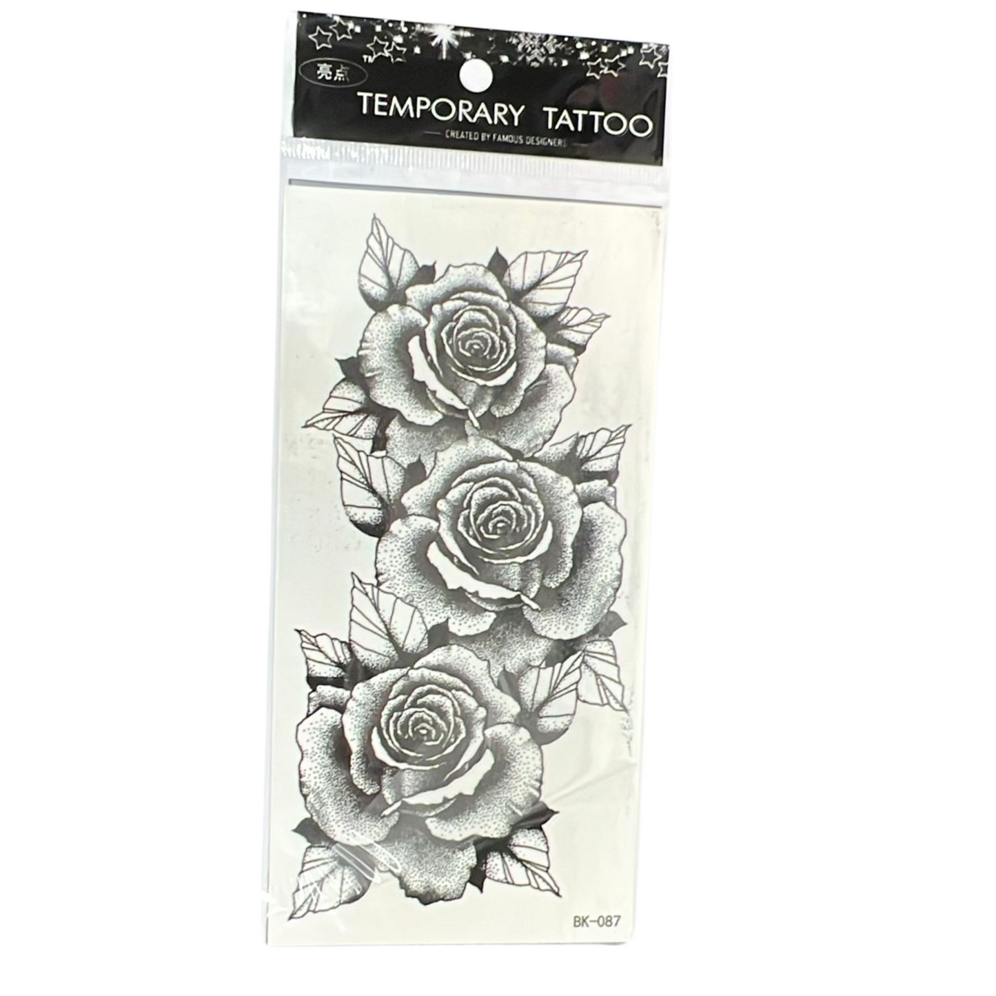99¢- Temporary Tattoos for Women – Black Flower Rose Tattoo Stickers – Long-Lasting Semi-Permanent Body Art: 1CT