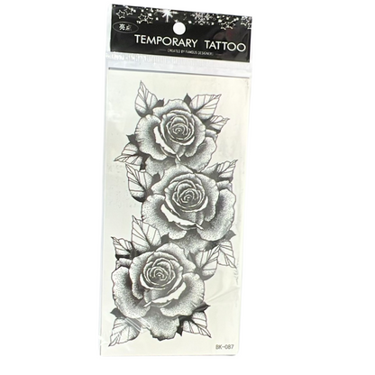 99¢- Temporary Tattoos for Women – Black Flower Rose Tattoo Stickers – Long-Lasting Semi-Permanent Body Art: 1CT