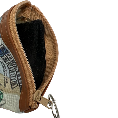 Dollar Theme Zipper Pouch with Keychain: 1CT