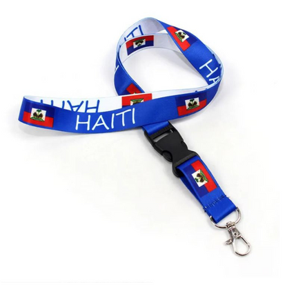 99¢- 20.5" Haiti Lanyard Neck Keychain – Flag-Inspired Strap for Keys, Badges, and ID Cards: 1CT