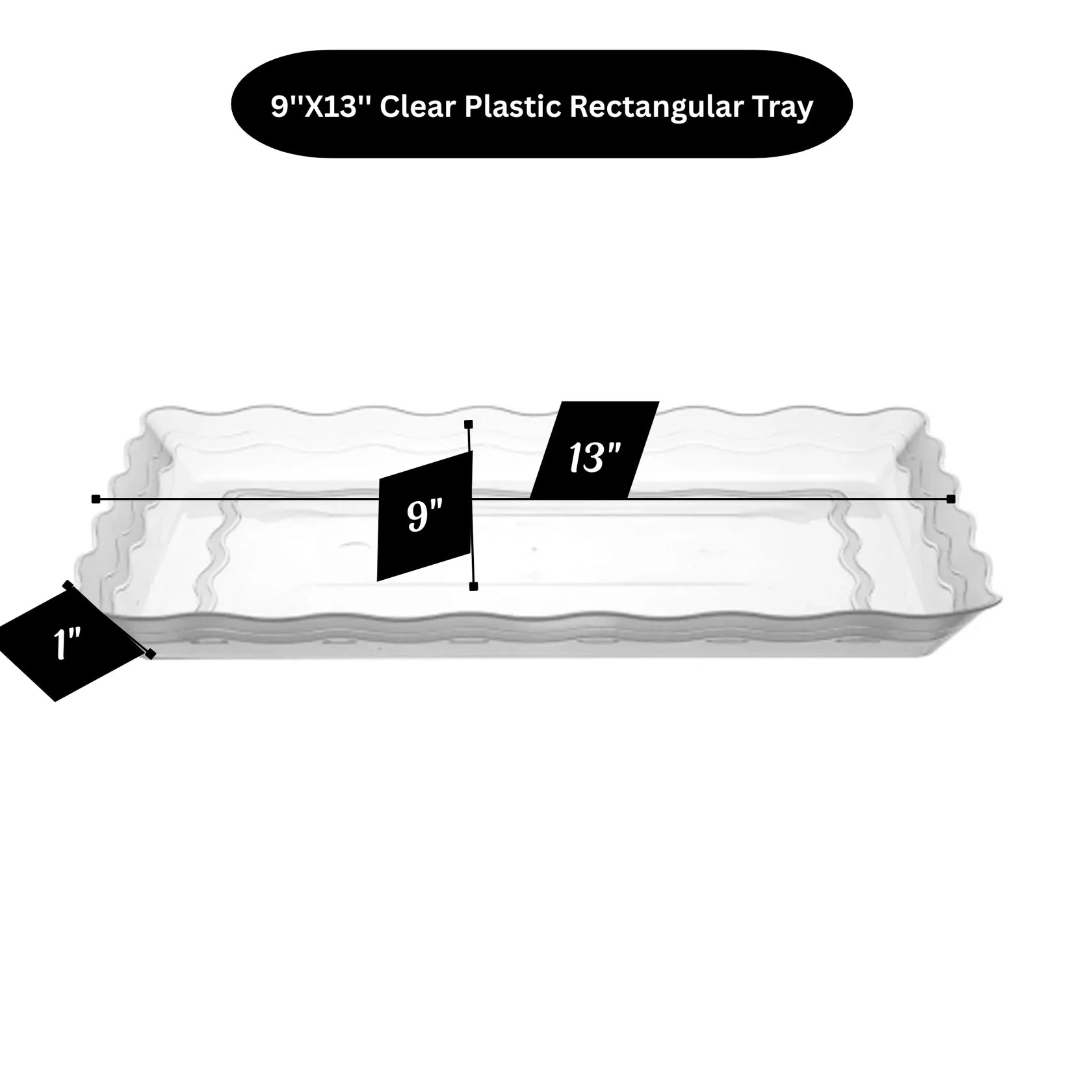 9''X13'' Clear Plastic Rectangular Tray Kitchen Catalog, Disposable Plates product detail image