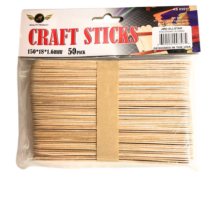 99¢-Incraftables 6" Natural Color Popsicle Craft Sticks – 50 pcs