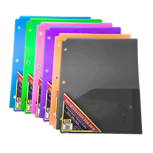 3 Holes Punch with 2 PocketBright Neon Colors  Folders 