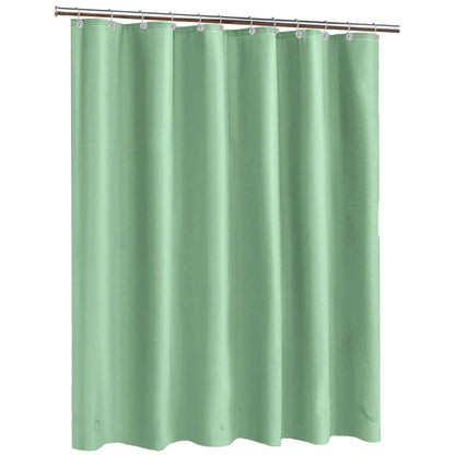 Green shower curtain on a white background