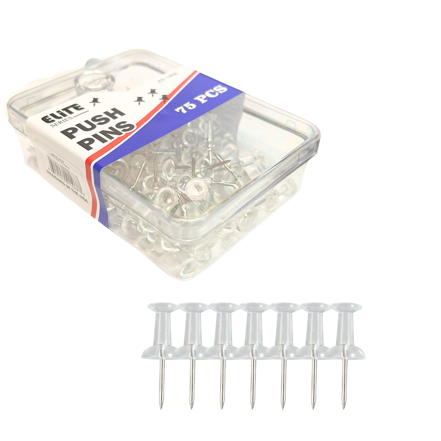 99¢-75 Pcs Transparent Push Pins for Office & Home Use