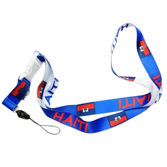 99¢- 20.5" Haiti Lanyard Neck Keychain – Flag-Inspired Strap for Keys, Badges, and ID Cards: 1CT