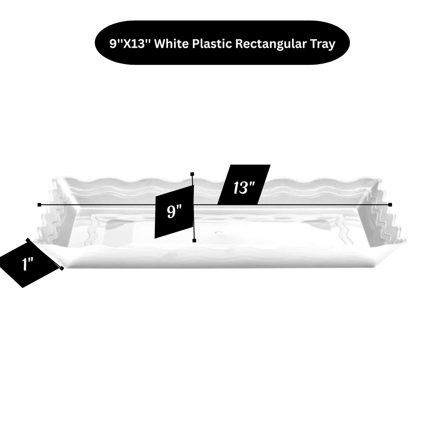 9''X13'' White Plastic Rectangular Tray