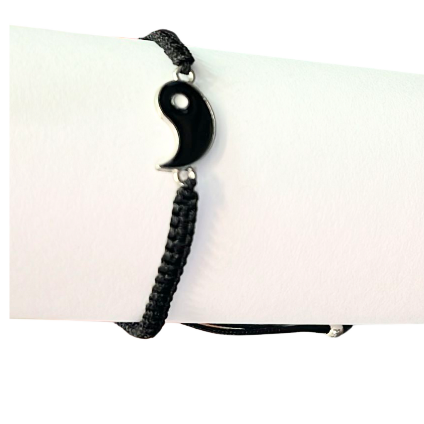 99¢- Black & White  Pcs Handmade Adjustable Braided Fish Eye Design Unisex Wristbands: 1CT