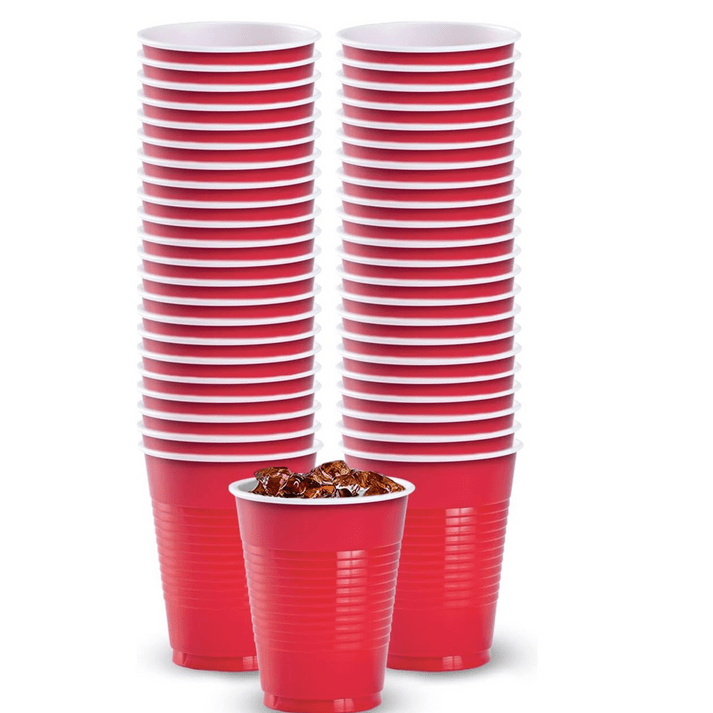 Disposable 9oz Red Plastic Cups: 8 Pack Kitchen Catalog,Dispoable Cups lifestyle use image