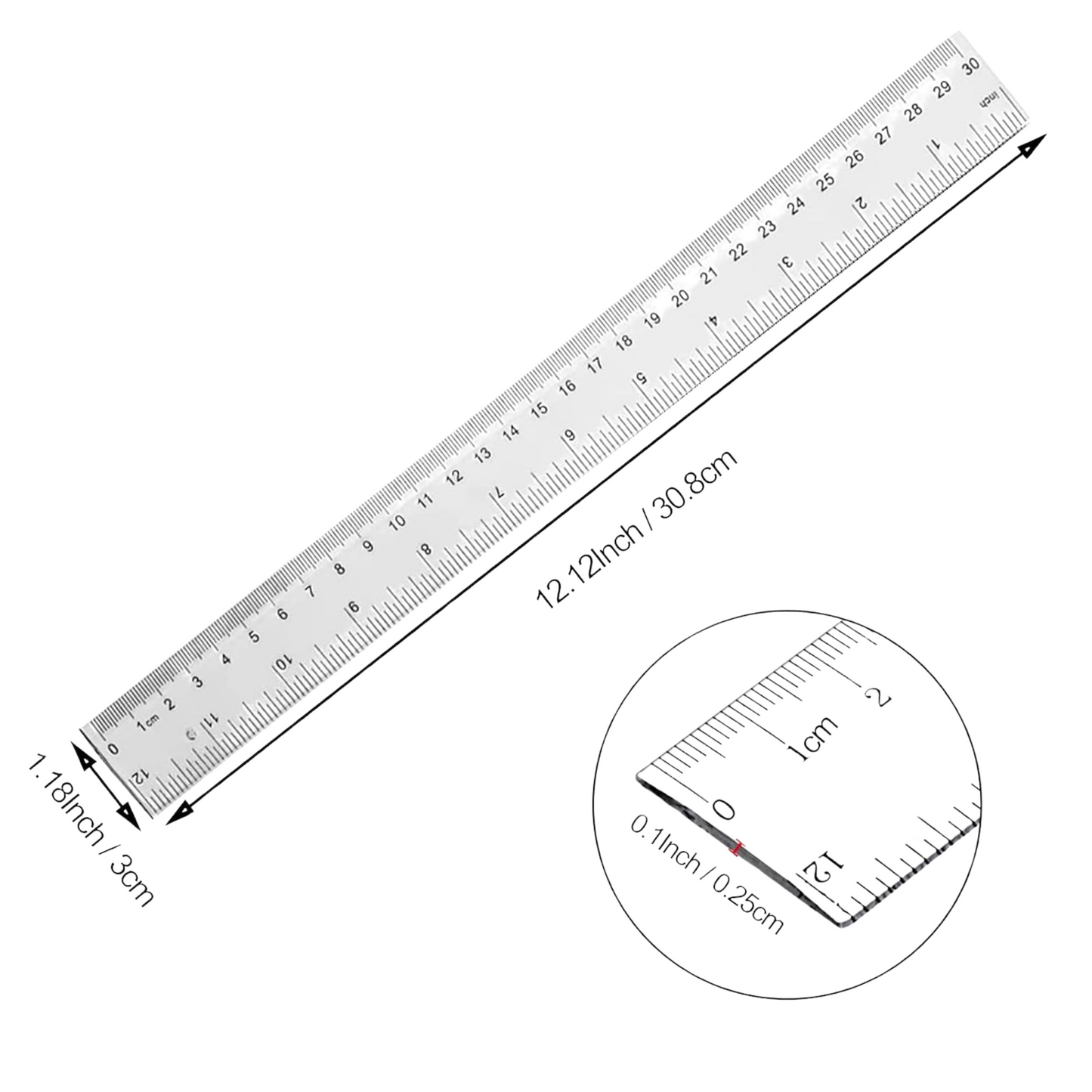 99¢– 12 Inch Easy Grip Ruler – Durable Clear Acrylic Rulers with Raised Center Grip