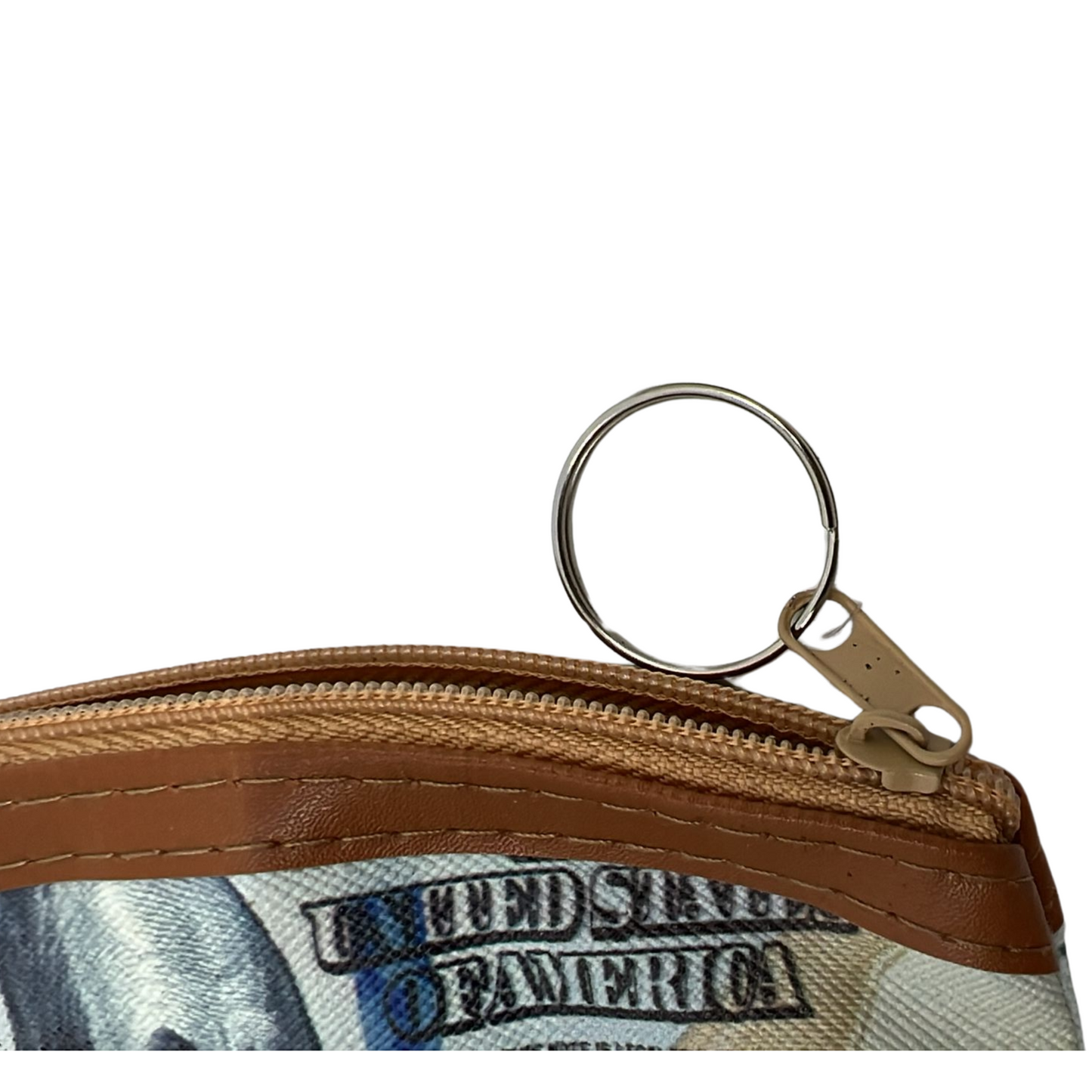 Dollar Theme Zipper Pouch with Keychain: 1CT