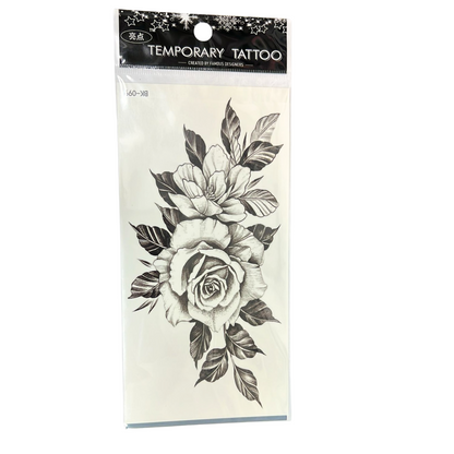 99¢- Temporary Tattoos for Women – Black Flower Rose Tattoo Stickers – Long-Lasting Semi-Permanent Body Art: 1CT