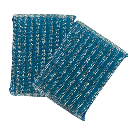 99¢-2 PCS Double-Side Metallic Surface Scrubber – Kitchen & Bathroom Cleaning Dish Sponge for Dishes, Pots, Pans, and Utensils