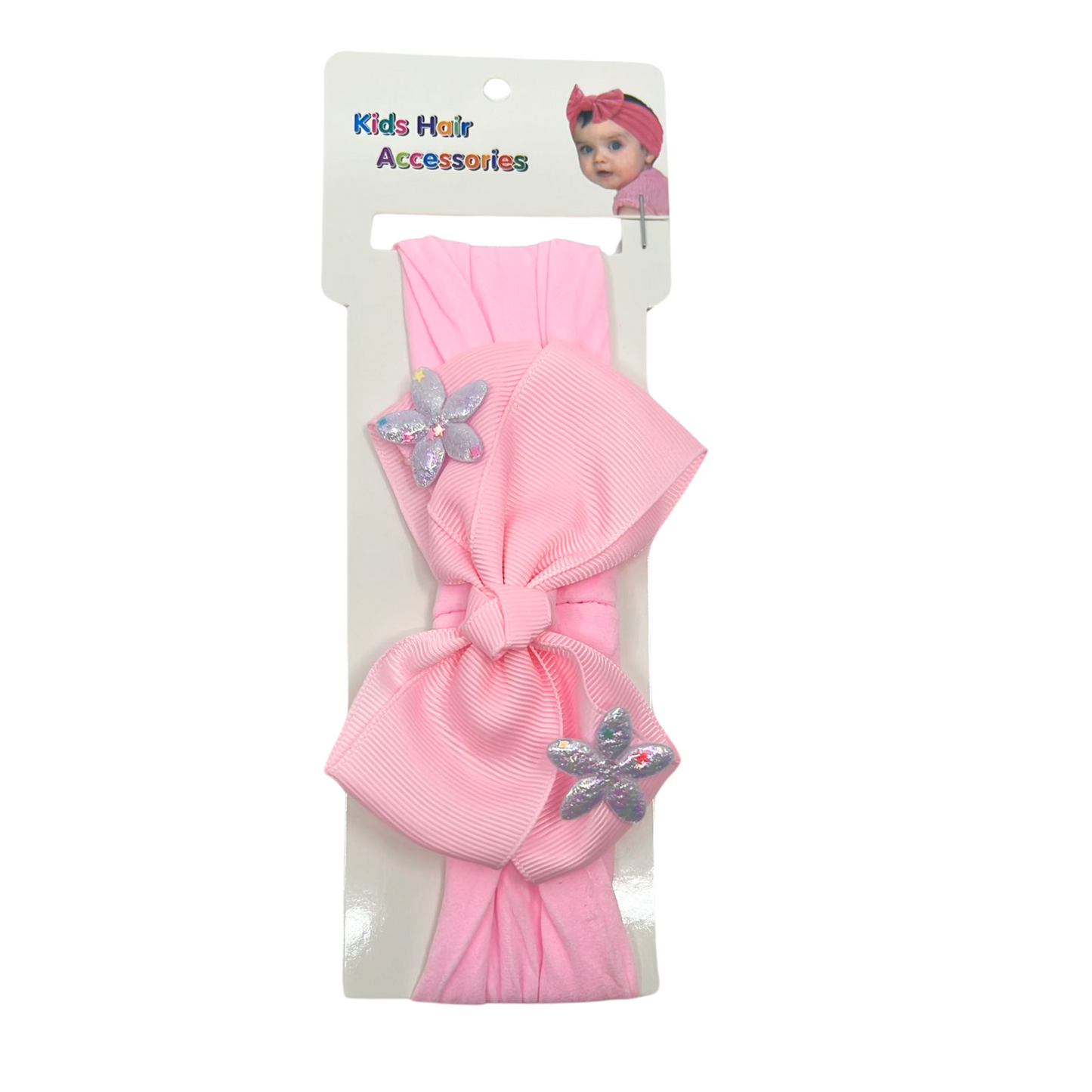 99¢- Baby Bow Headband with Shining Silver Stars – Soft & Stretchy for Newborns and Infants: 1CT