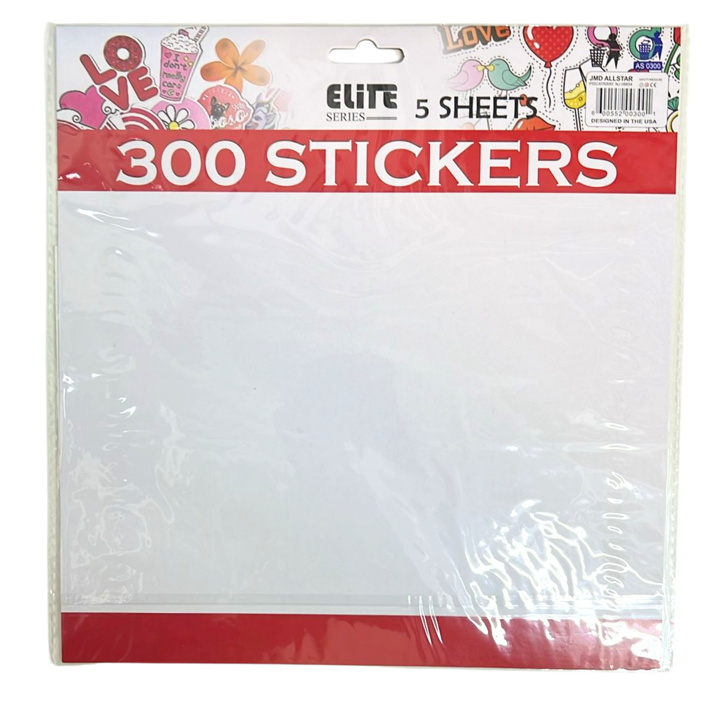 300 Assorted Small Stickers – 5 Sheets – Fun Designs for Party Favors, Teachers, Collectors, and Crafting