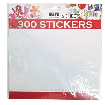 300 Assorted Small Stickers – 5 Sheets – Fun Designs for Party Favors, Teachers, Collectors, and Crafting