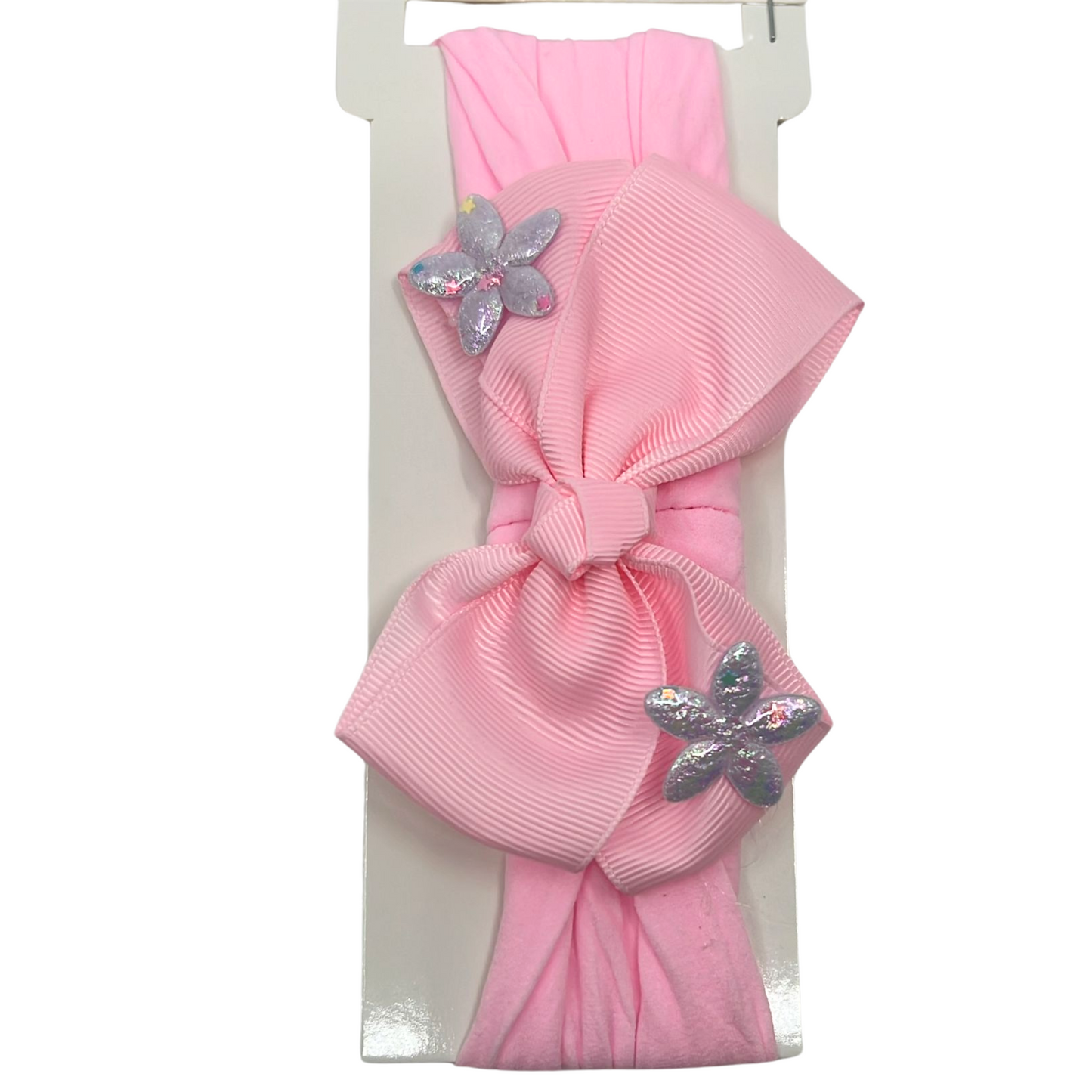 99¢- Baby Bow Headband with Shining Silver Stars – Soft & Stretchy for Newborns and Infants: 1CT
