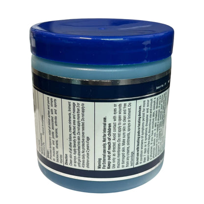 Blue jar with a blue lid on a white background