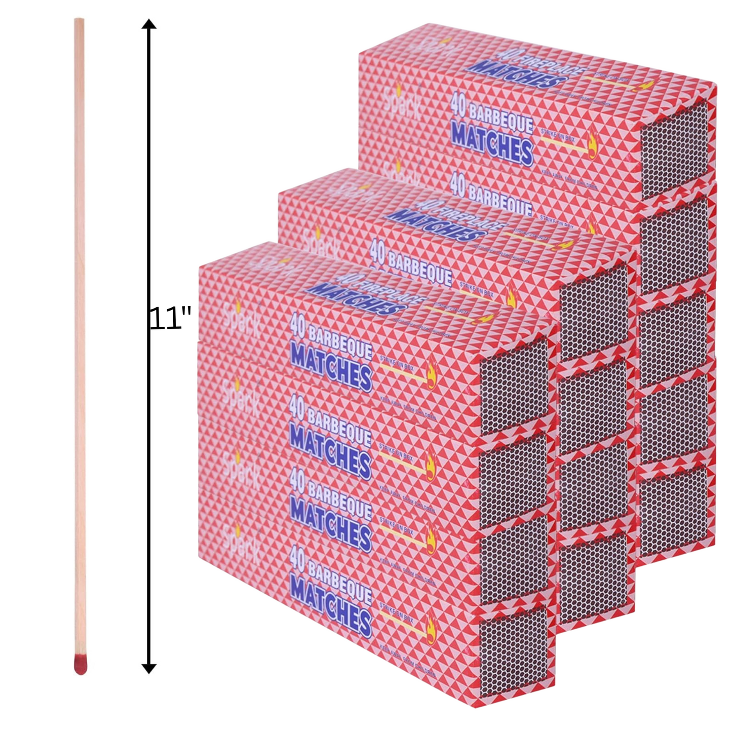 99¢ - Long Wooden Matches for Barbeque Grilling, Fireplace, Camping, Candles | 11" Long: 1CT