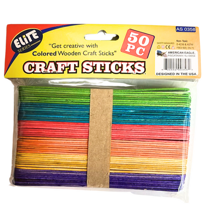 99¢- 6" Incraftables 6 Vibrant  Color Popsicle Craft Sticks – 50 pcs