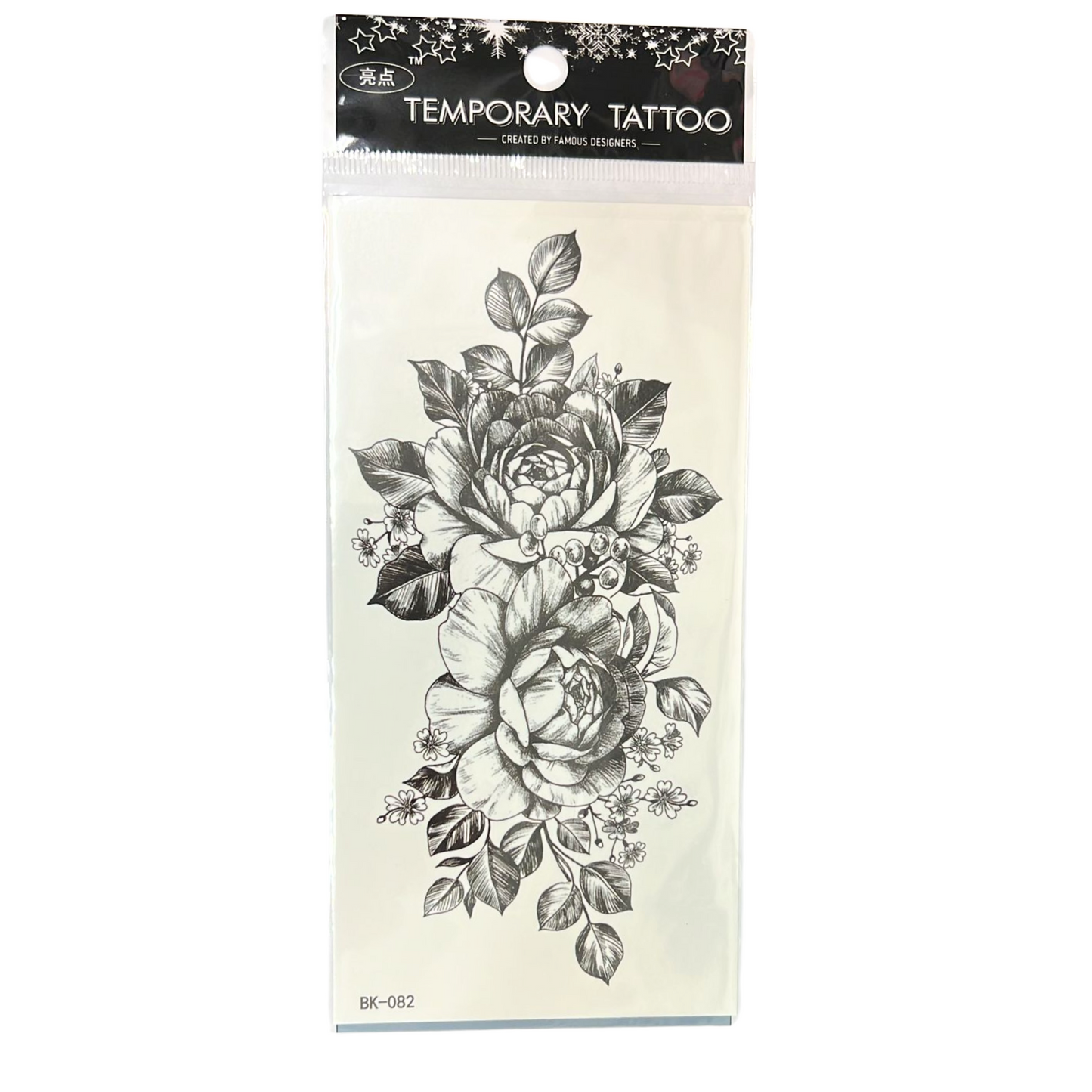 99¢- Temporary Tattoos for Women – Black Flower Rose Tattoo Stickers – Long-Lasting Semi-Permanent Body Art: 1CT