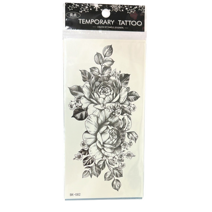 99¢- Temporary Tattoos for Women – Black Flower Rose Tattoo Stickers – Long-Lasting Semi-Permanent Body Art: 1CT