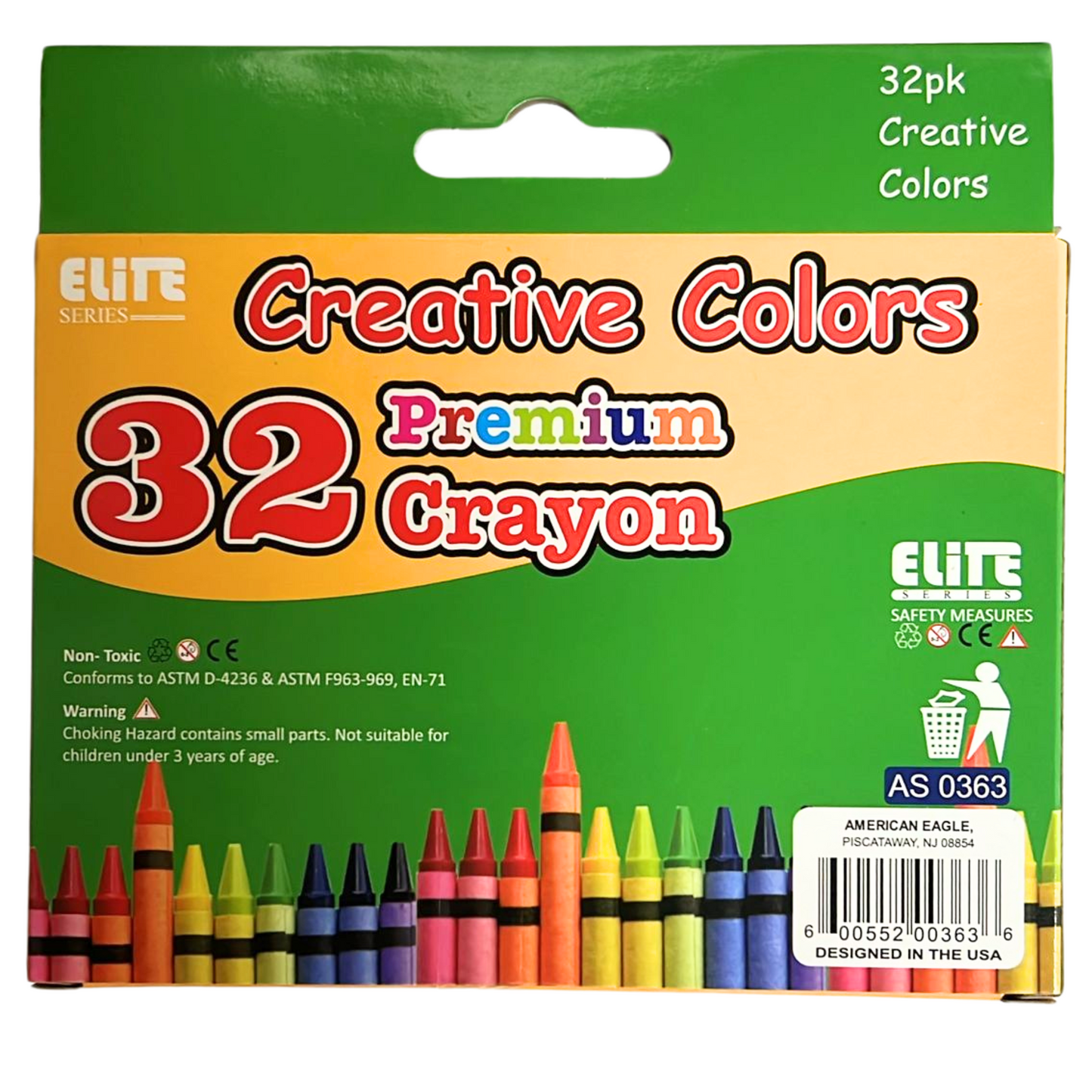 99¢ Elite Series –32Count Box of Crayons Non-Toxic Color Coloring School Supplies