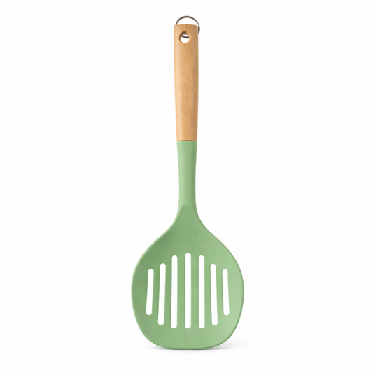 12.6" x 4.3" Ideal Kitchen Silicone w/ Wood Handle Skimmer - Green