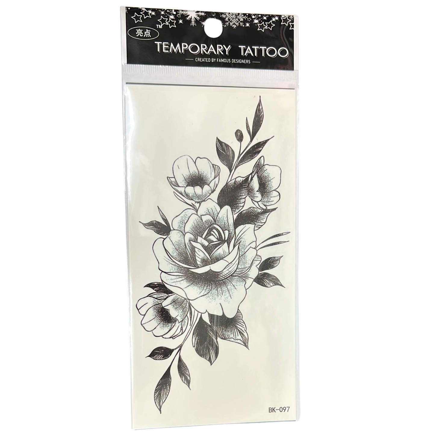 99¢- Temporary Tattoos for Women – Black Flower Rose Tattoo Stickers – Long-Lasting Semi-Permanent Body Art: 1CT
