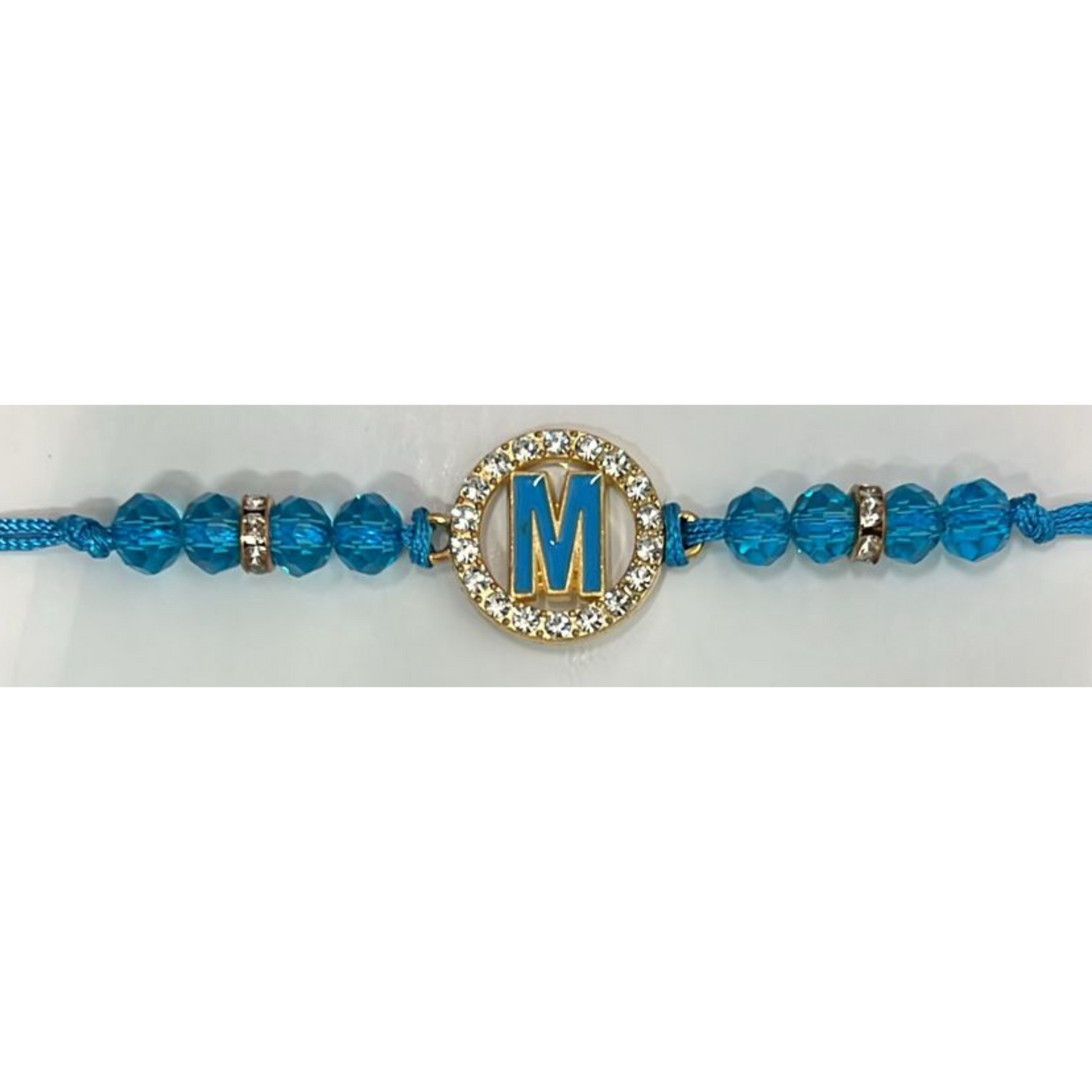 99¢- Beaded Colored Bracelet with Gold Rhinestone Alphabet Letters – Unisex Adjustable Jewelry: 1CT