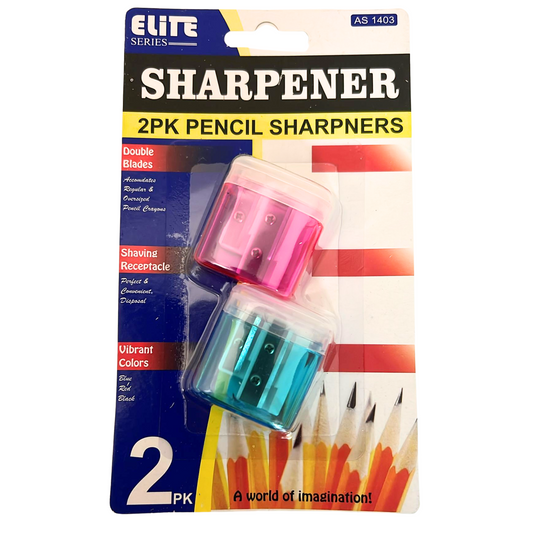 99¢-2PK Double-Blade Two-Hole Pencil Sharpener for Standard and Jumbo Pencils