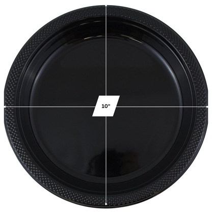 Disposable 10" Black Diner Plastic Plates:4CT