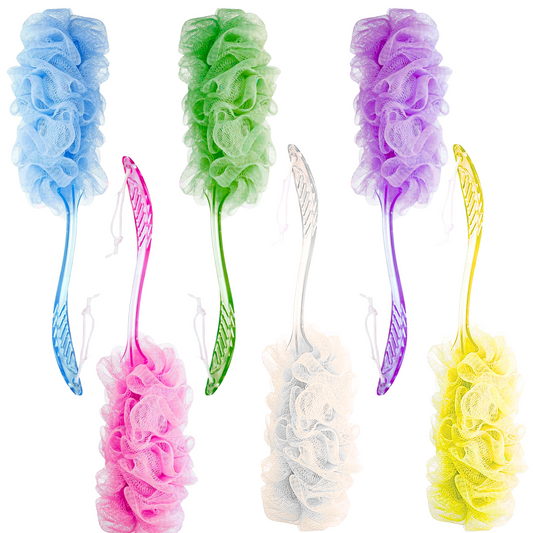 99¢- Long Loofah Stick with Crystal Handle – Exfoliating Bath Scrubber: 1CT