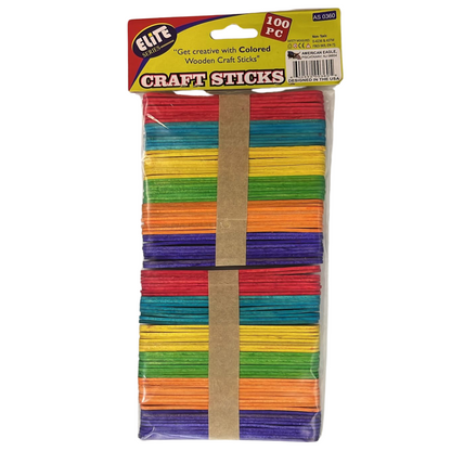 99¢- 4.5" Incraftables 6 Vibrant  Color Popsicle Craft Sticks – 100 pcs